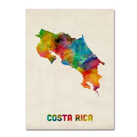 Michael Tompsett 'Costa Rica Watercolor Map' Canvas Art,24x32